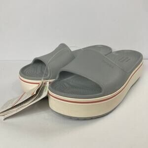 CROCS Women's 6 Gray Crocband Platform Slides Light Grey Sandals